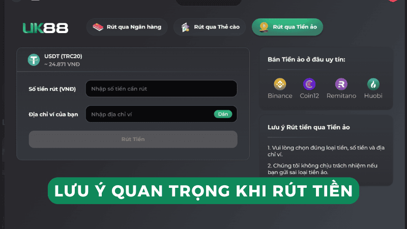 Các lưu ý quan trọng khi rút tiền