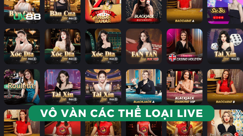 Rất nhiều thể loại live casino tại UK88